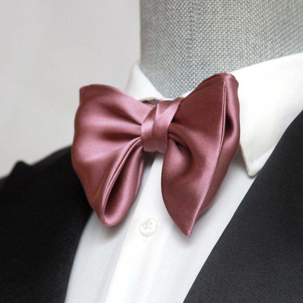 Men's Self-tied‎ Bow Tie 100%Silk Big Butterfly Dusty Rose S687
